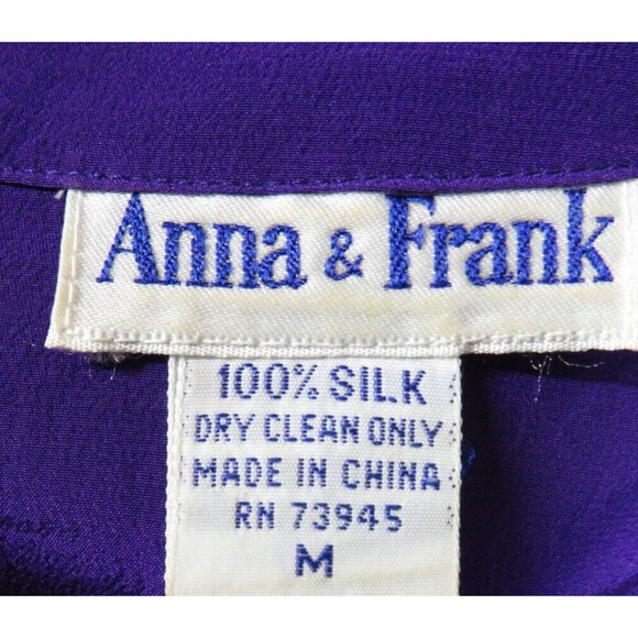 Anna & Frank Purple Silk Short Sleeve Blouse Size Medium - Picture 4 of 5